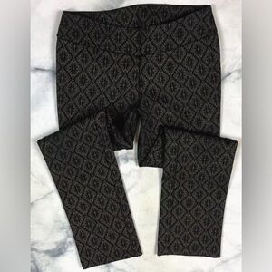 Soft Surroundings Ponte Knit Pull On Crop Pants Size medium Black Gold Damask